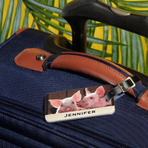 Cute Pink Piglets Animal Photograph Luggage Tag