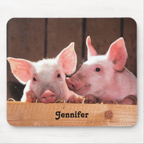 Cute Pink Piglets Animal Photograph Mouse Pad