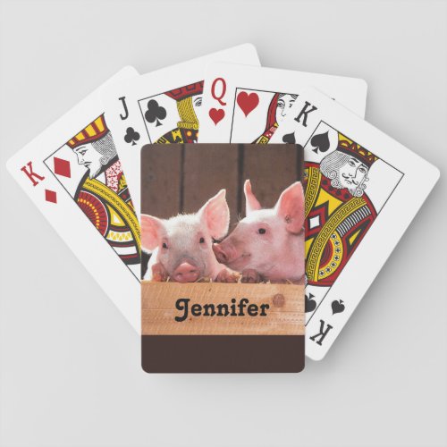 Cute Pink Piglets Animal Photograph Playing Cards
