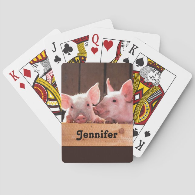 Cute Pink Piglets Animal Photograph Poker Cards (Back)