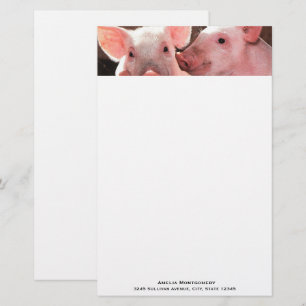 Cute Pink Piglets Animal Photograph Stationery