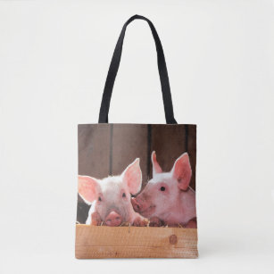Cute Pink Piglets Animal Photograph Tote Bag