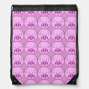 Cute Pink Piglets Cartoon Pattern Drawstring Bag