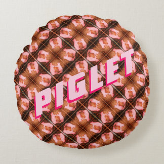 Cute Pink Piglets Pattern Round Pillow