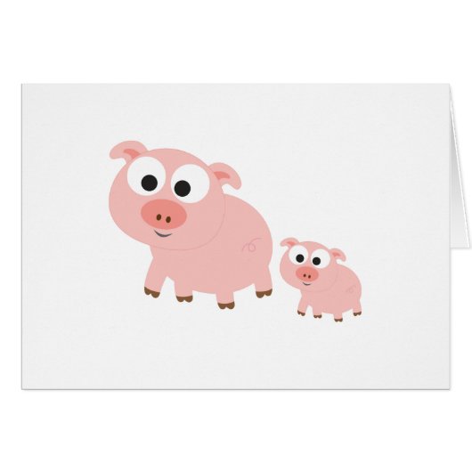 Cute Pink Pigs Cards (Front Horizontal)