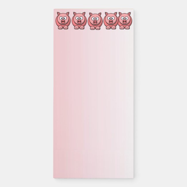 Cute Pink Pigs Magnetic Notepad