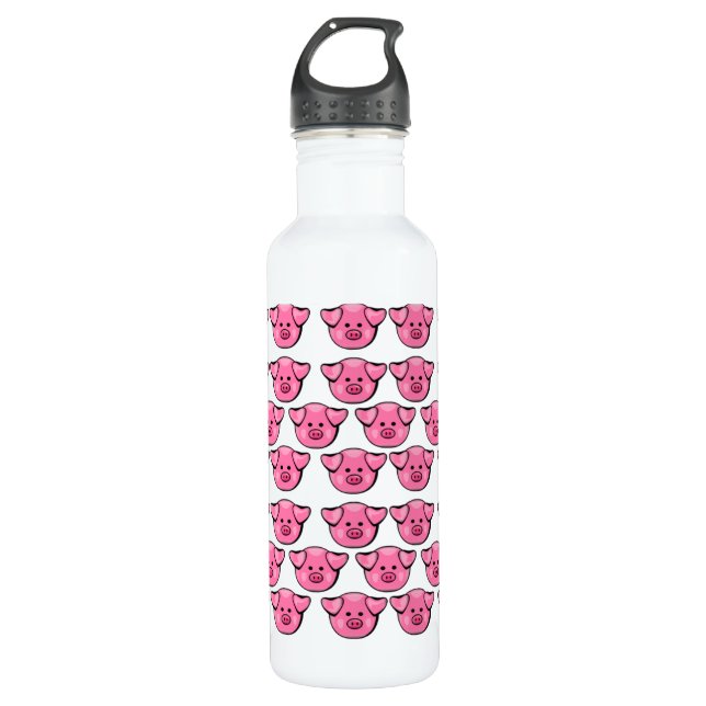 Cute Pink Pigs Stainless Steel Water Bottle (Front)