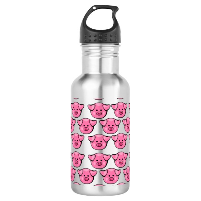 Cute Pink Pigs Stainless Steel Water Bottle (Front)