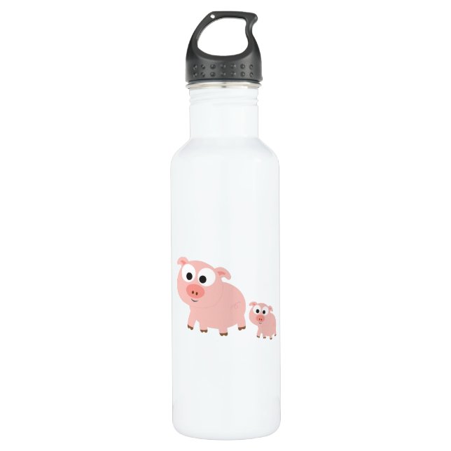 Cute Pink Pigs Water Bottle (Front)