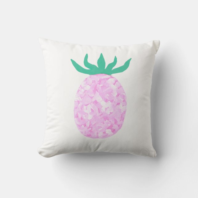 Cute Pink Pineapple Throw Pillow (Front)