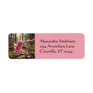 Cute Pink Pixie and Mouse Picnic Label