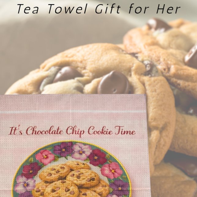 Cute Pink Plaid Baking Cookie Time  Kitchen Towel (Simply gorgeous cookie tea towel ideal gift for mothers day birthday for grandmother)