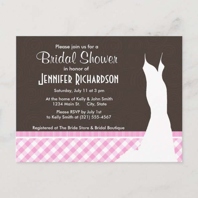 Cute Pink Plaid; Checkered Invitation Postcard (Front)