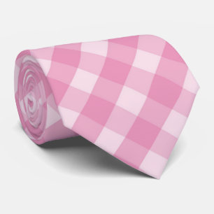 Cute pink plaid pattern neck tie