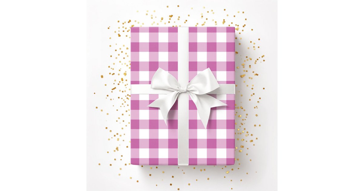Cute Pink Plaid Pattern Wrapping Paper | Zazzle