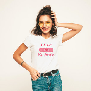 Cute Pink Plaster Heart Mommy Is My Valentine T-Shirt