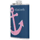 Cute Pink Polka Dot Anchor with Navy Custom Name
