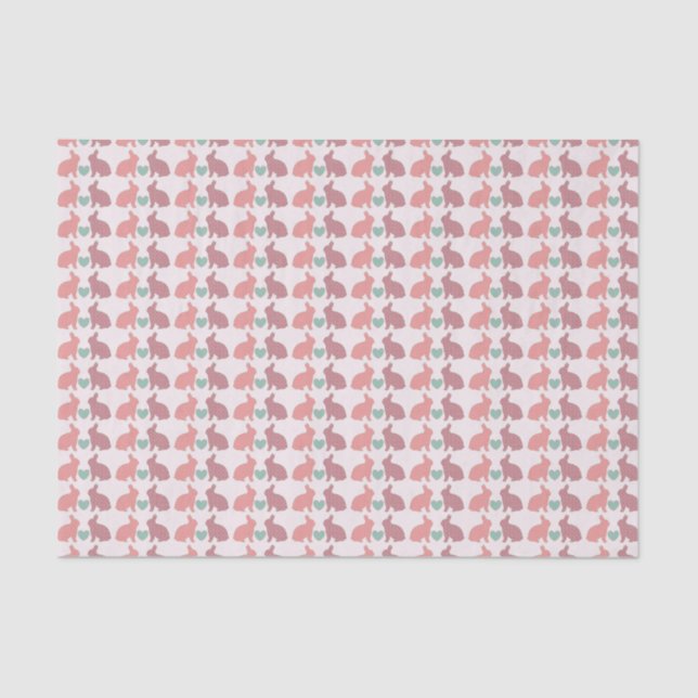 Cute Pink Polka Dot Bunnies Pattern Tissue Paper (Front)