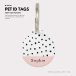 Cute Pink Polka Dot Dog Pet Tag Small<br><div class="desc">A cute pet tag featuring a tiny black polka dot pattern and a blush pink area to customize with your fur baby's name.
The reverse of the tag has space for your to fully customize with the contact details you wish.  Brought to you by The Luxe Gift Co. Australia</div>