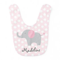 Cute Pink Polka Dot Elephant Bib