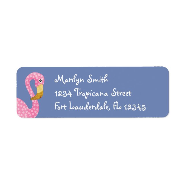 Cute Pink Polka Dot Flamingo Label (Front)