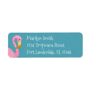 Cute Pink Polka Dot Flamingo Label