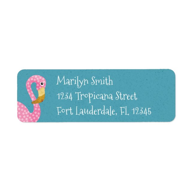 Cute Pink Polka Dot Flamingo Label (Front)