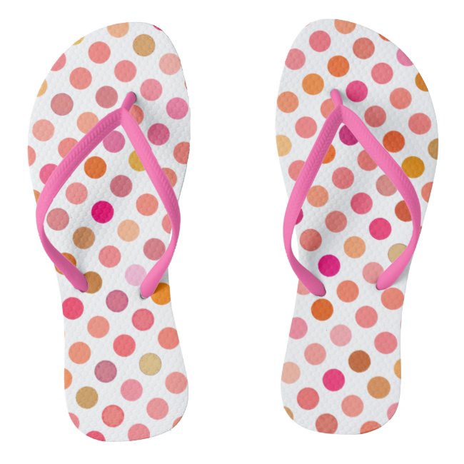 Cute Pink Polka Dot Pattern Flip Flops
