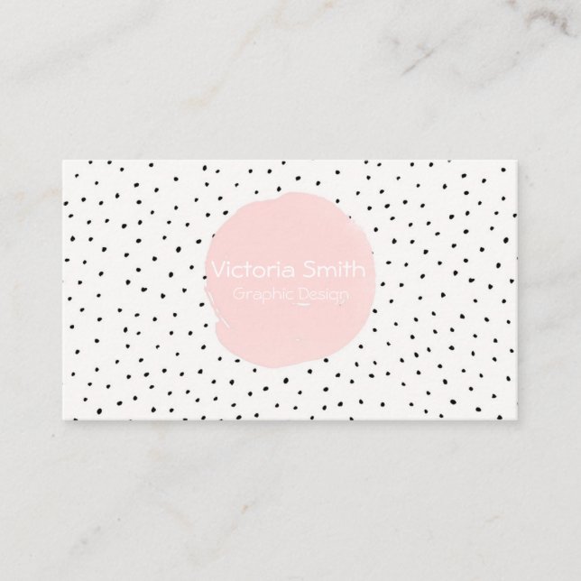 Cute Pink Polka Dots Dance Business Card (Front)