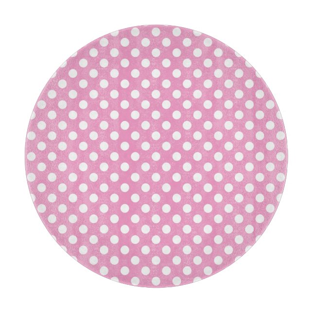 Cute Pink Polka Dots Pattern Cutting Board (Front)