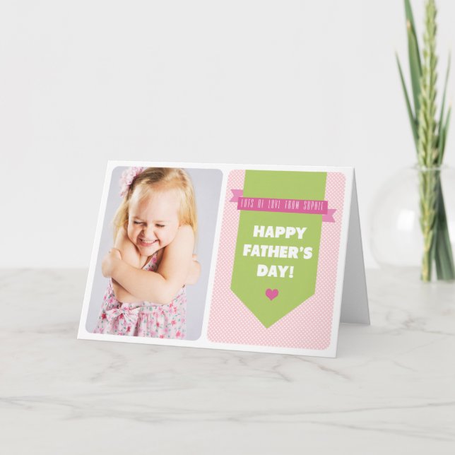 Cute Pink Polka Dots | Photo Father's Day Card (Front)