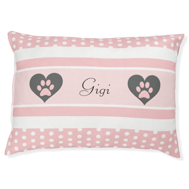 Cute Pink Polka Dotted Girly Dog Bed (Front)