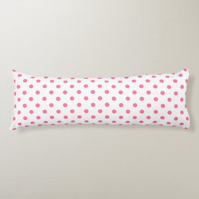 Cute Pink Polkadots Pattern Cotton Body Pillow (Front)