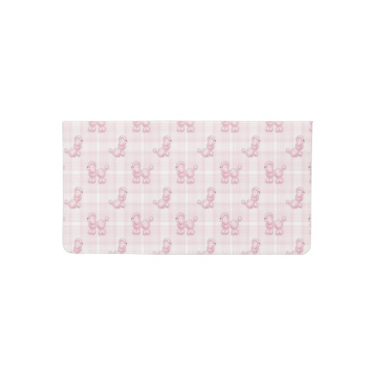 Cute Pink Poodles & Checks Checkbook Cover (Front)