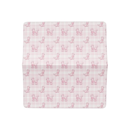 Cute Pink Poodles & Checks Checkbook Cover (Open)