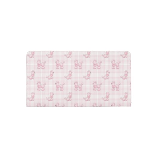 Cute Pink Poodles & Checks Checkbook Cover (Back)