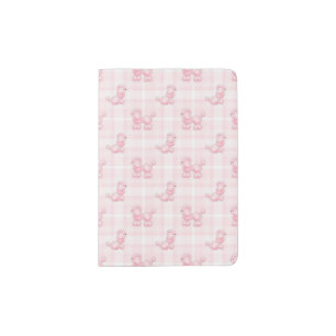 Cute Pink Poodles & Checks Passport Holder
