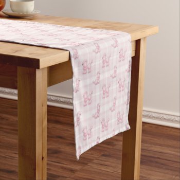 Cute Pink Poodles & Checks Short Table Runner by kye_designs at Zazzle