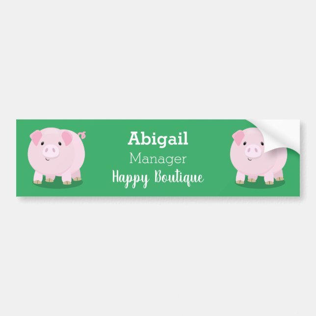 Cute pink pot bellied pig cartoon illustration  bumper sticker (Front)