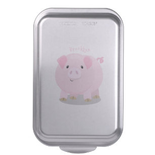 Cute pink pot bellied pig cartoon illustration cake pan