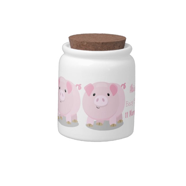 Cute pink pot bellied pig cartoon illustration candy jar (Left)
