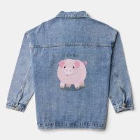 Cute pink pot bellied pig cartoon illustration