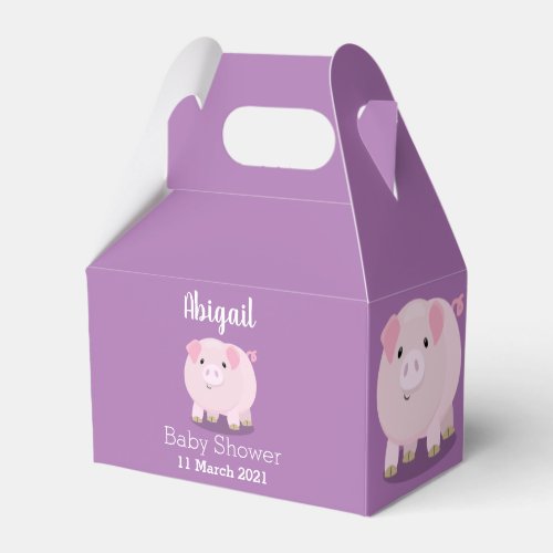 Cute pink pot bellied pig cartoon illustration favor boxes