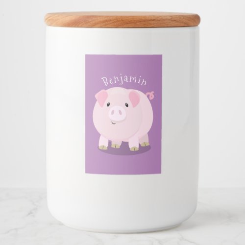 Cute pink pot bellied pig cartoon illustration food label