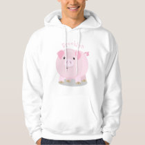 Cute pink pot bellied pig cartoon illustration hoodie