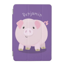 Cute pink pot bellied pig cartoon illustration iPad mini cover