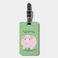 Cute pink pot bellied pig cartoon illustration