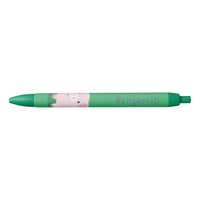 Cute pink pot bellied pig cartoon illustration pen (Front)