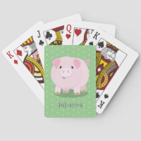 Cute pink pot bellied pig cartoon illustration