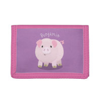 Cute pink pot bellied pig cartoon illustration